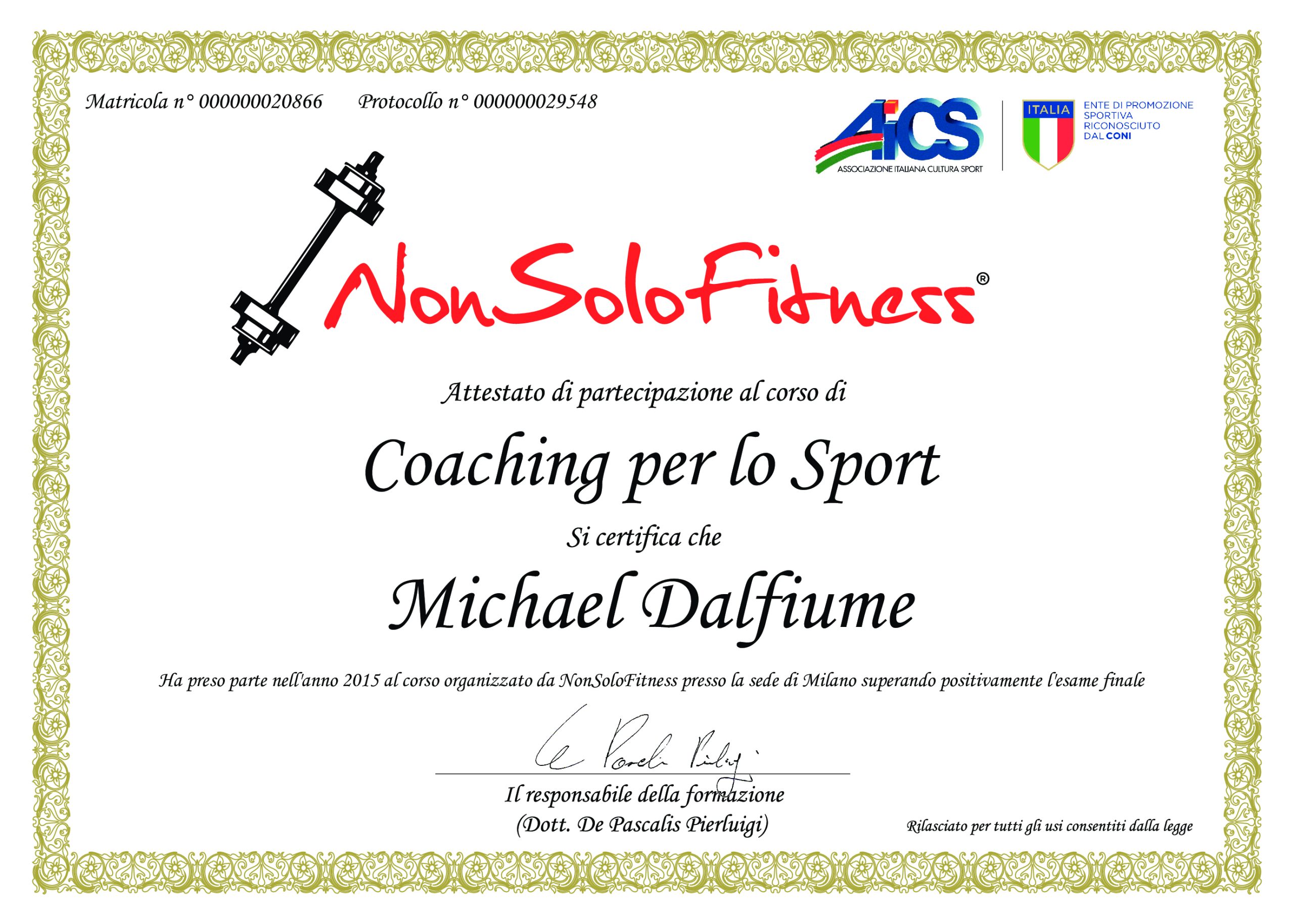 Coaching per lo Sport - Nonsolofitness - AICS (Riconosciuta CONI)