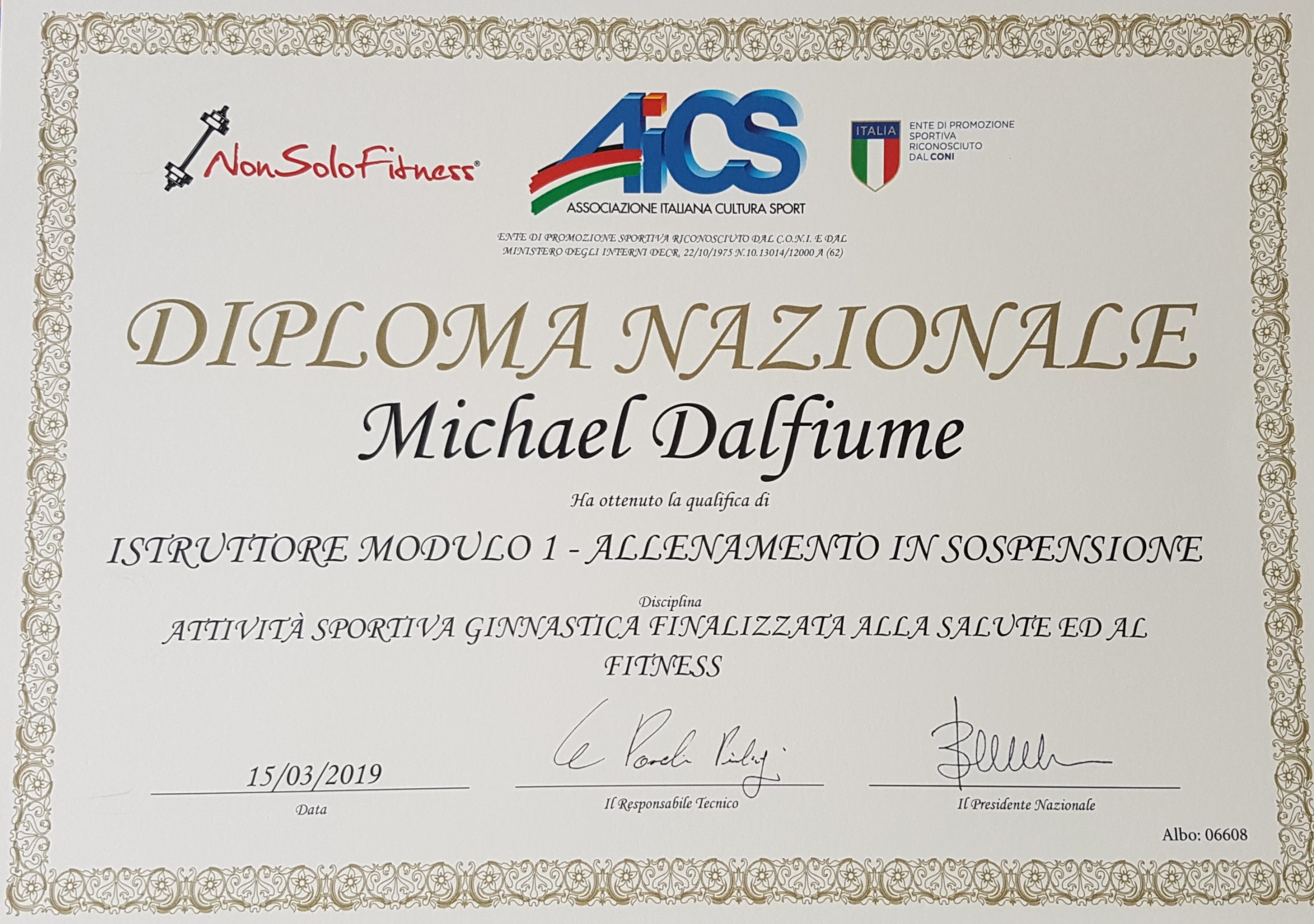 Istruttore Allenamento in Sospensione - Nonsolofitness - AICS (Riconosciuta CONI)(Nazionale)