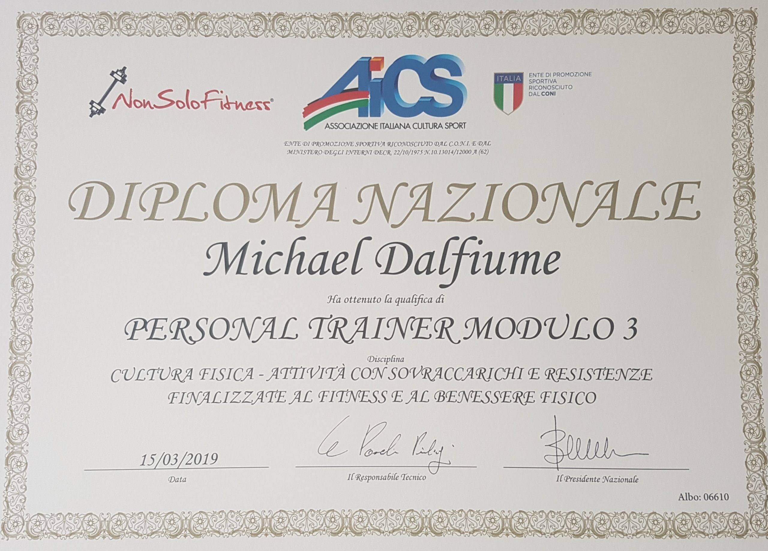 Personal Trainer Modulo 3 - Nonsolofitness - AICS (Riconosciuta CONI)(Nazionale)